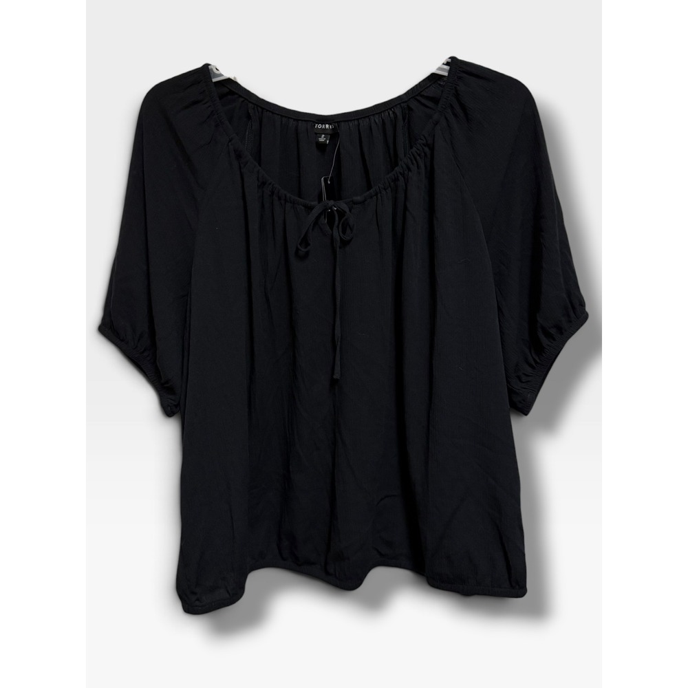 Torrid Black Crinkle Gauze Blouson Top 2X 18-20 Peasant Puff Sleeve NWT
NEW